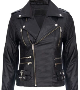Black Retro Biker Jacket for Women
