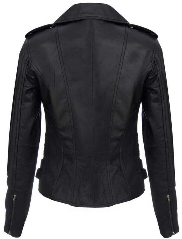 Black Retro Biker Jacket for Women - Image 4