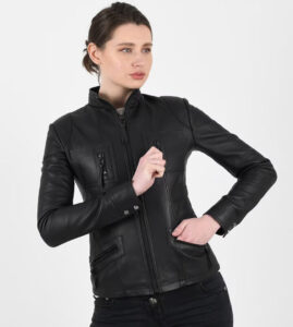 Women Black Quilted Real Leather Jacket