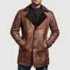 Cinnamon Distressed Leather Fur Coat 3