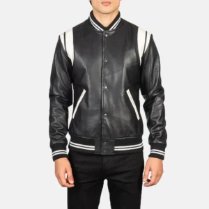 Men Dantee Black Leather Varsity Jacket