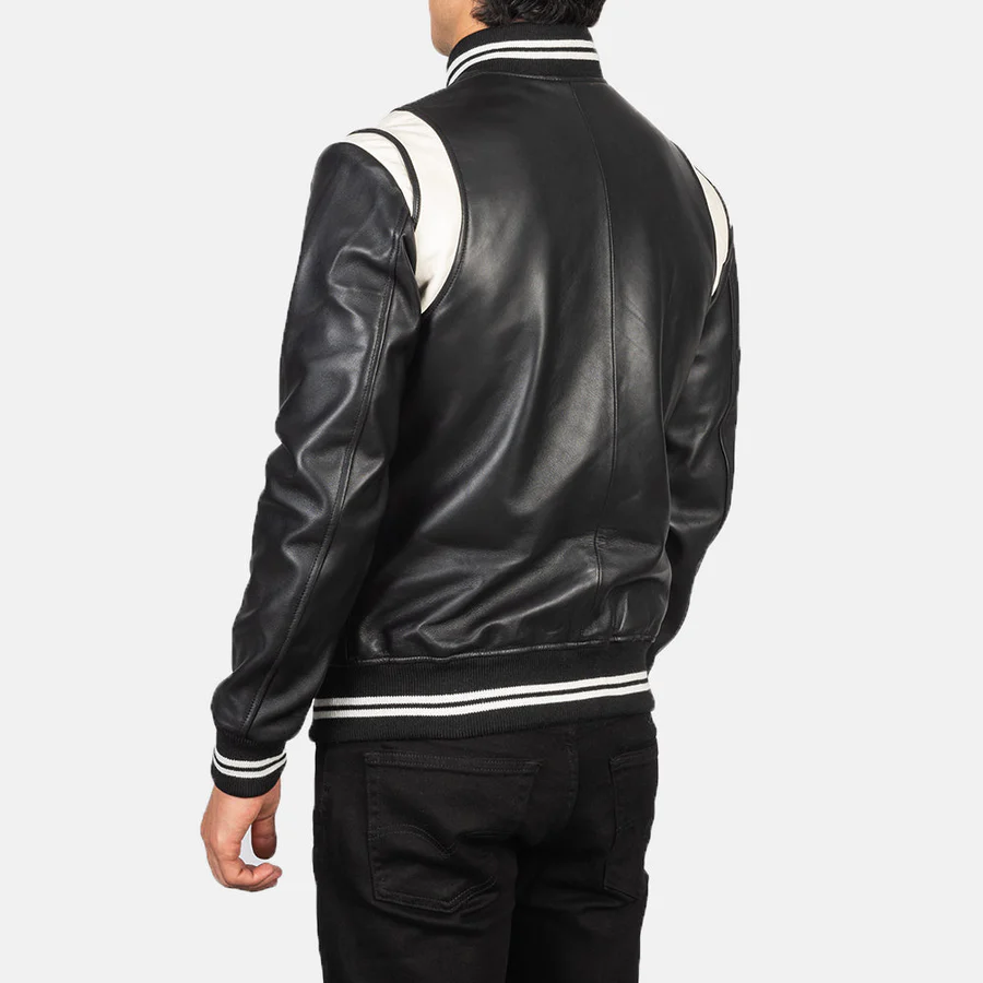 Dantee Black Leather Varsity Jacket 5