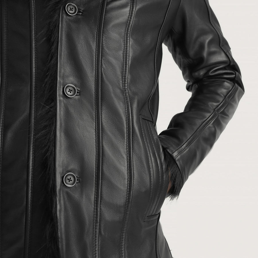 Furcliff Black Leather Coat 7