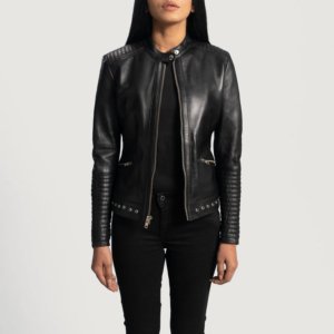 Women Black Leather Biker Jacket