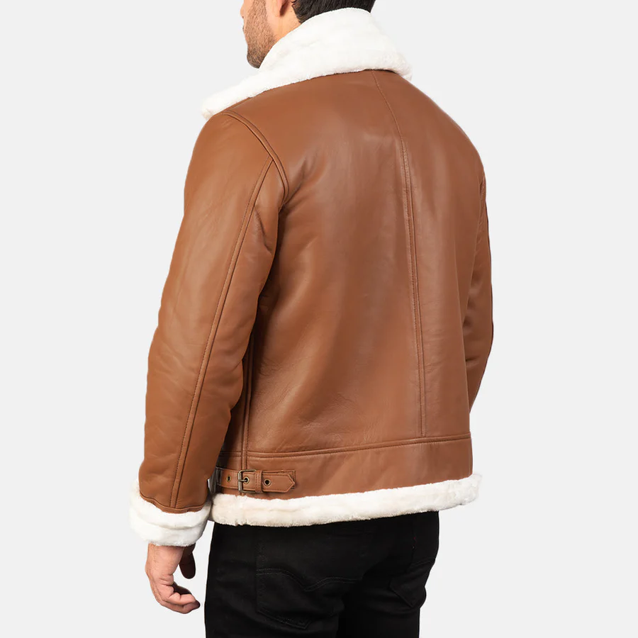 Men B-3 Brown Leather Bomber Jacket 7