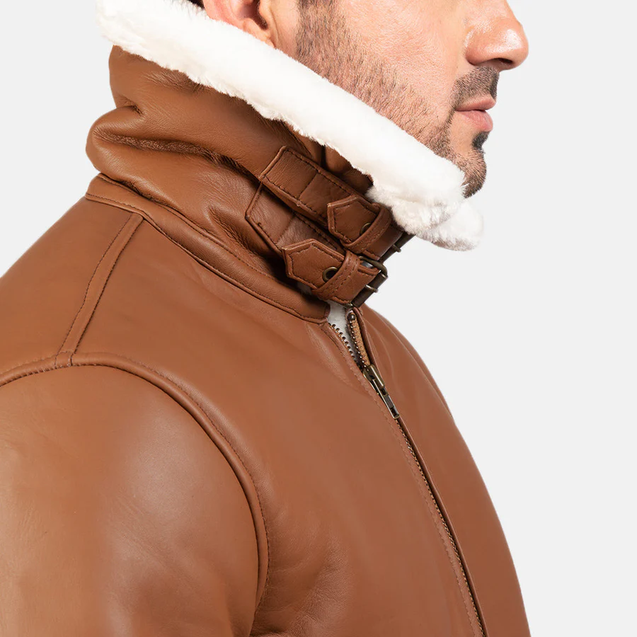 Men B-3 Brown Leather Bomber Jacket 8