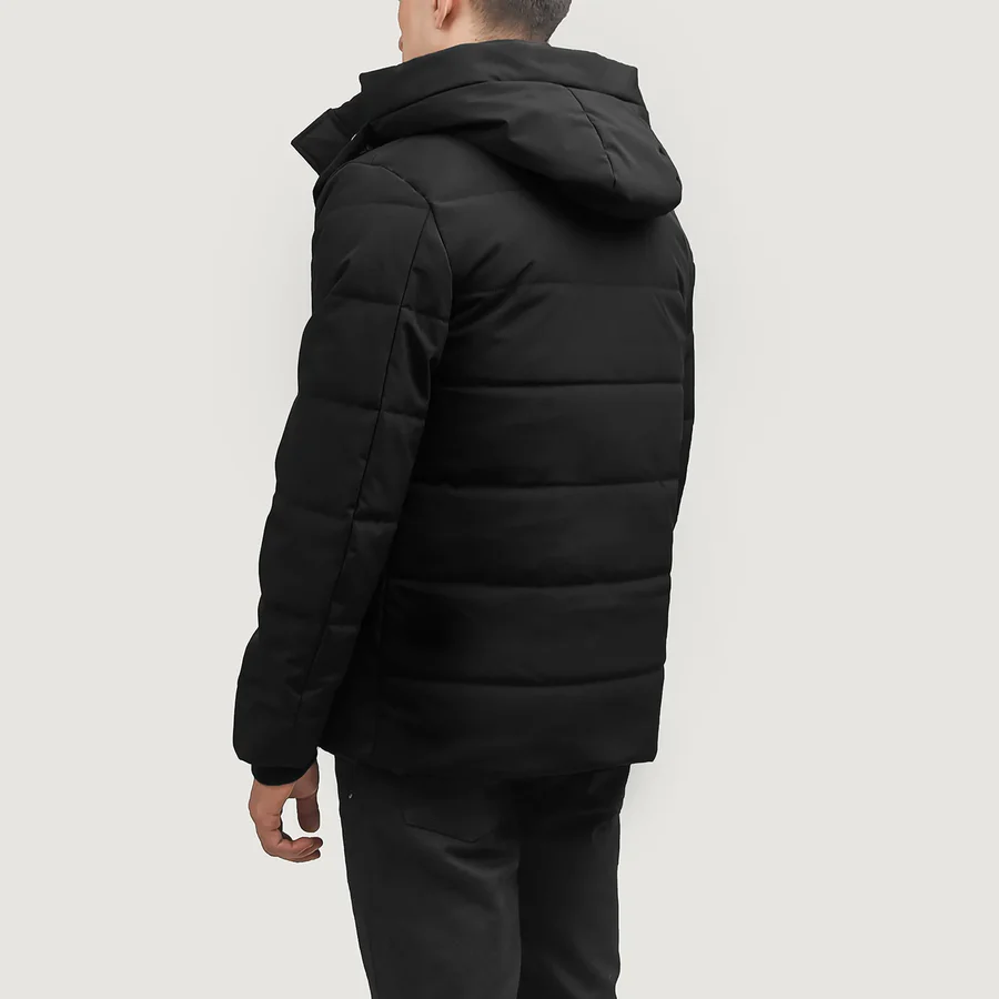 Men Black Hooded Down Puffer Jacket 5