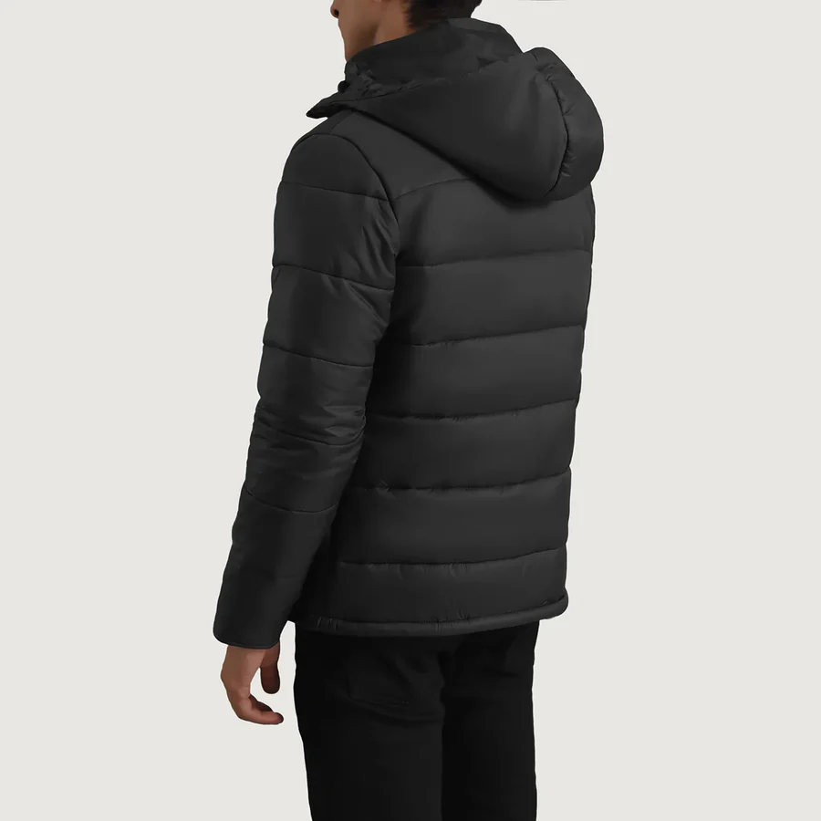 Men Black Hooded Puffer Jacket 2