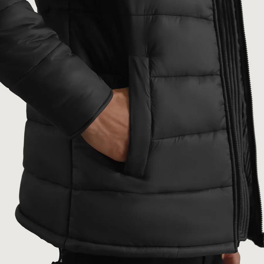 Men Black Hooded Puffer Jacket 4