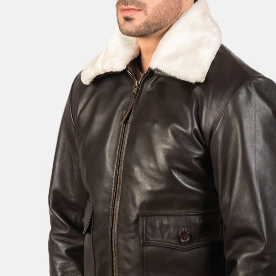 Men G-1 Brown Leather Bomber Jacket 56