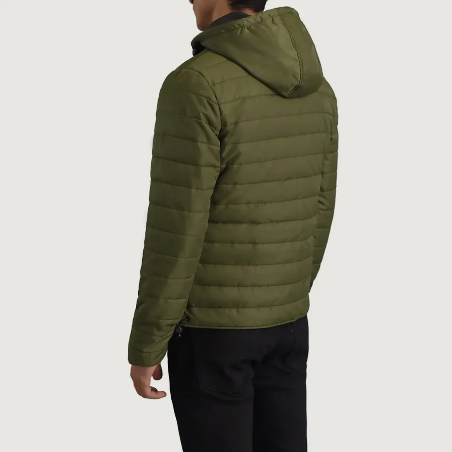 Men Green Hooded Puffer Jacket 7