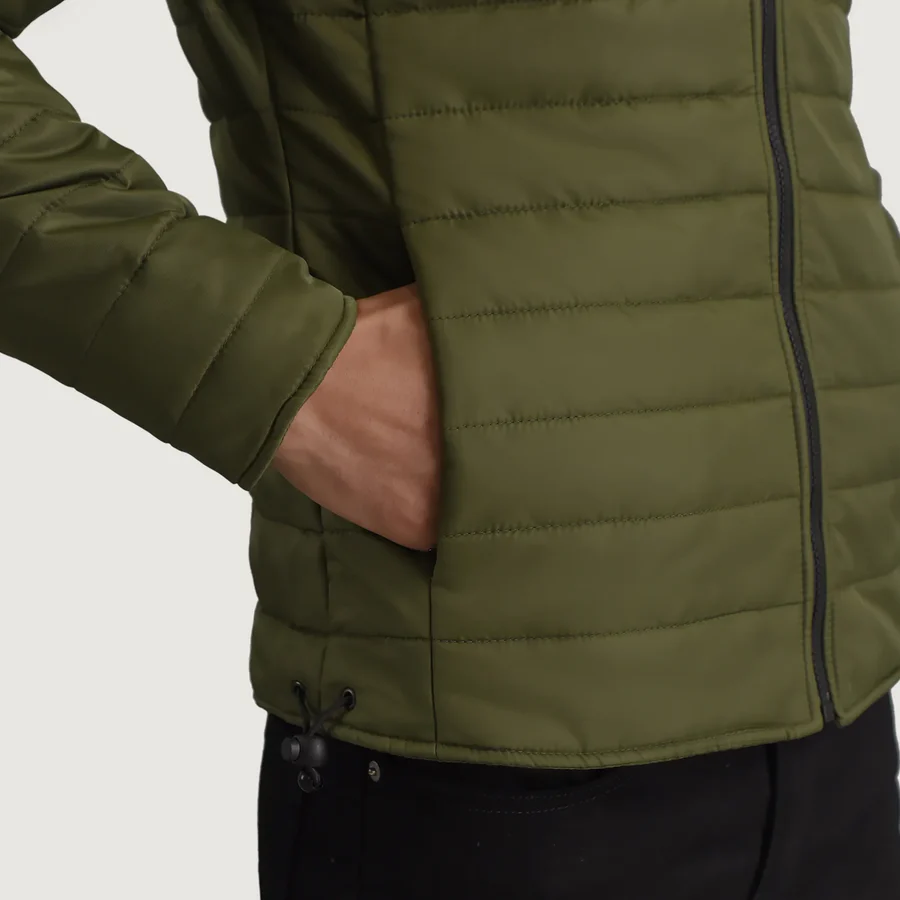 Men Green Hooded Puffer Jacket 9