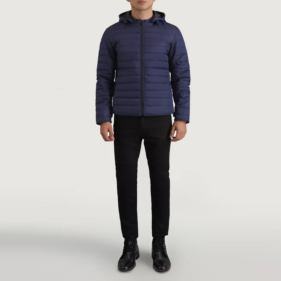 Men Tyler Blue Hooded Puffer Jacket 2