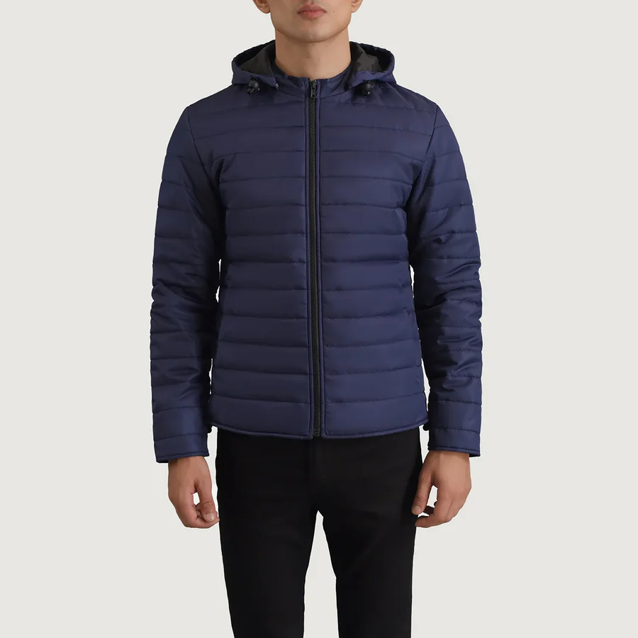 Men Tyler Blue Hooded Puffer Jacket 4