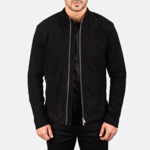 Men Black Suede Biker Jacket