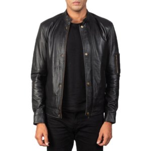Men Black Leather Biker Jacket