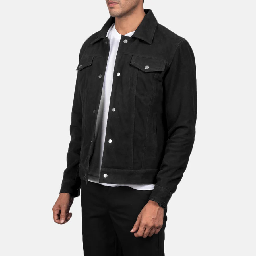 Stallon Black Suede Trucker Jacket 1