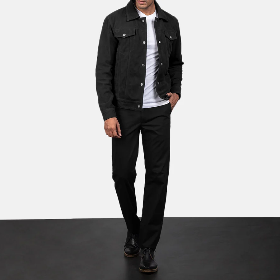 Stallon Black Suede Trucker Jacket 4