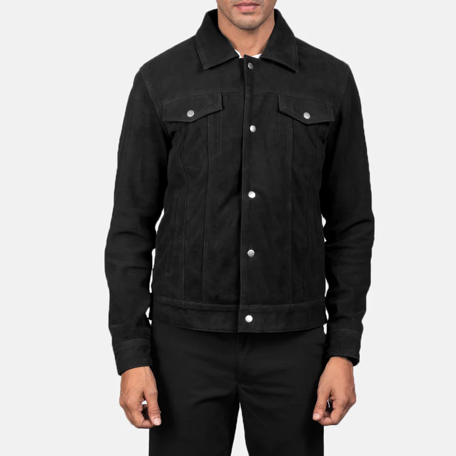 Stallon Black Suede Trucker Jacket 5