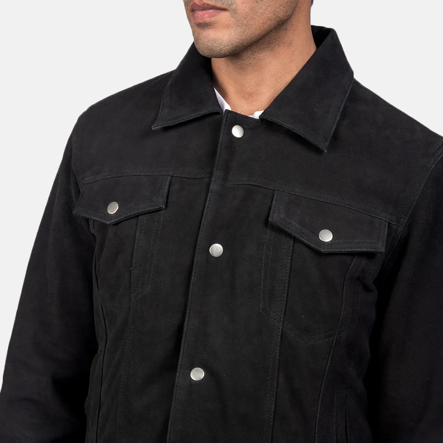 Stallon Black Suede Trucker Jacket 8