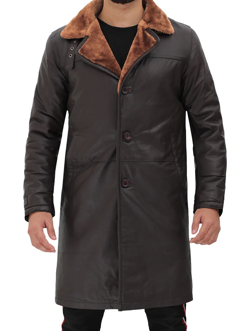 Turlock Men's Dark Brown Shearling Coat 1 4