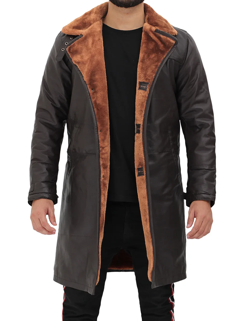 Turlock Men's Dark Brown Shearling Coat 1 6