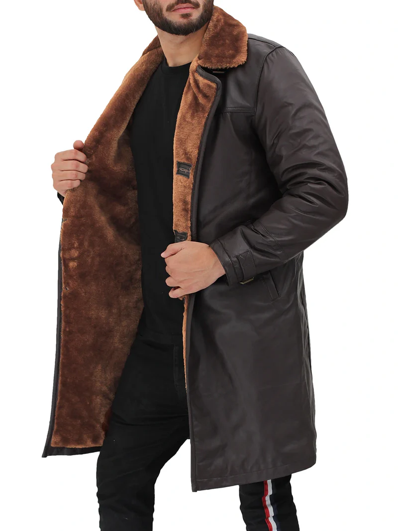 Turlock Men's Dark Brown Shearling Coat 1 7