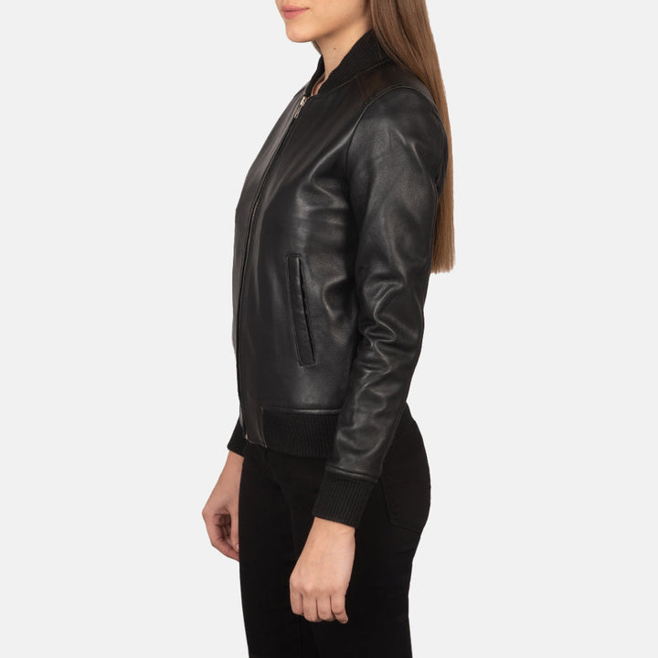 Women_s_Bliss_Black_Leather_Bomber_Jacket_Side_Pose_e7617cf5-0c60-4eb2-9791-a0c483a9ed23_720x