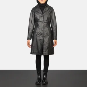 Noir Elegance Black Leather Coat