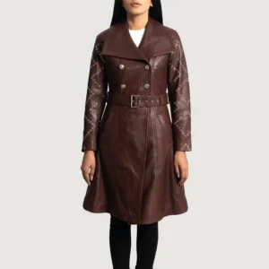 Valencia Vogue Maroon Leather Coat