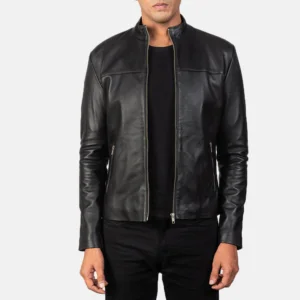 Men Adornica Black Leather Biker Jacket