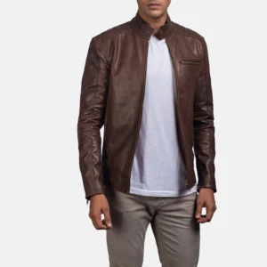 Men Dean Brown Leather Biker Jacket