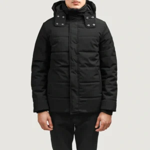 Men Black Hooded Down Puffer Jacket