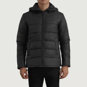 Men Black Hooded Puffer Jacket
