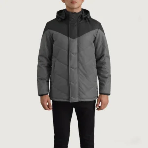Men Luka Black & Grey Hooded Puffer Jacket