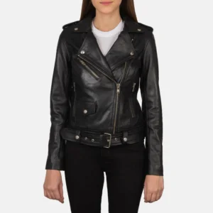 Women Alison Black Leather Biker Jacket