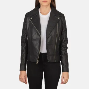 Women Quilted Black Biker Jacket