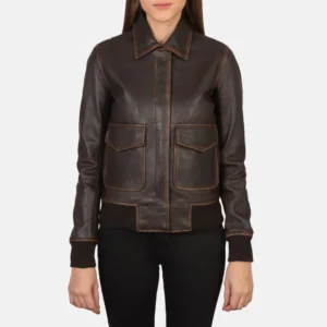 Women A-2 Brown Leather Bomber Jacket